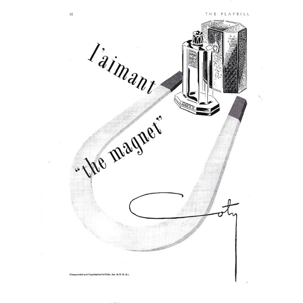 L'aimant Coty Perfume The Magnet 1940s Vintage Print Ad